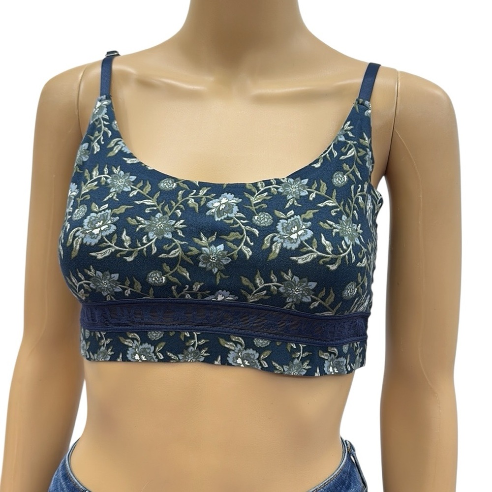 Lucky Brand Blue Floral Pullover Lounge Bra Not Padded Womens Large